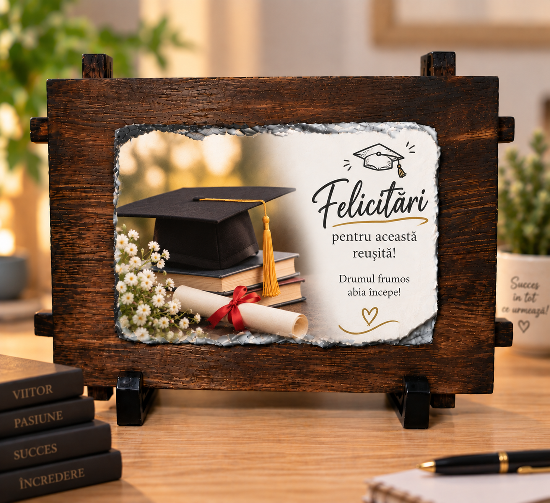 Cadou personalizat pentru absolvire � ardezie cu mesaj - casă & stil de viață - decorațiuni de casă - decorațiuni de masă și rafturi - decorațiuni de masă - Artynos.ro