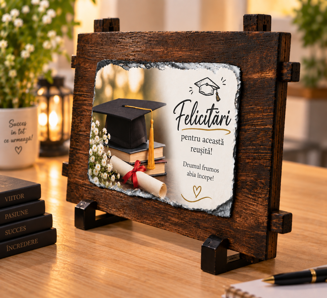 Cadou personalizat pentru absolvire � ardezie cu mesaj - casă & stil de viață - decorațiuni de casă - decorațiuni de masă și rafturi - decorațiuni de masă - Artynos.ro