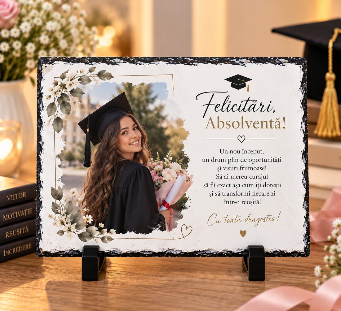 Cadou personalizat pentru absolvire � ardezie cu mesaj - casă & stil de viață - decorațiuni de casă - decorațiuni de masă și rafturi - decorațiuni de masă - Artynos.ro