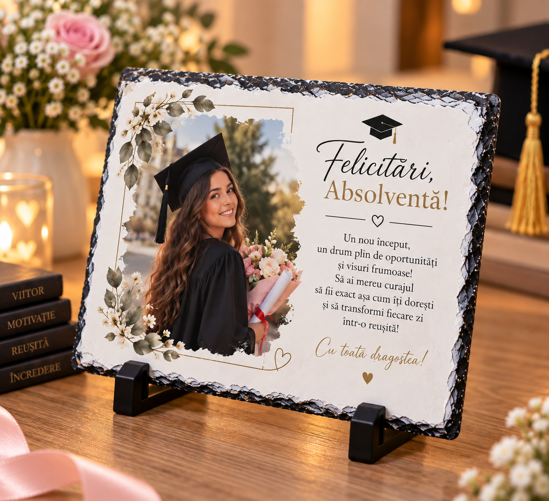 Cadou personalizat pentru absolvire � ardezie cu mesaj - casă & stil de viață - decorațiuni de casă - decorațiuni de masă și rafturi - decorațiuni de masă - Artynos.ro