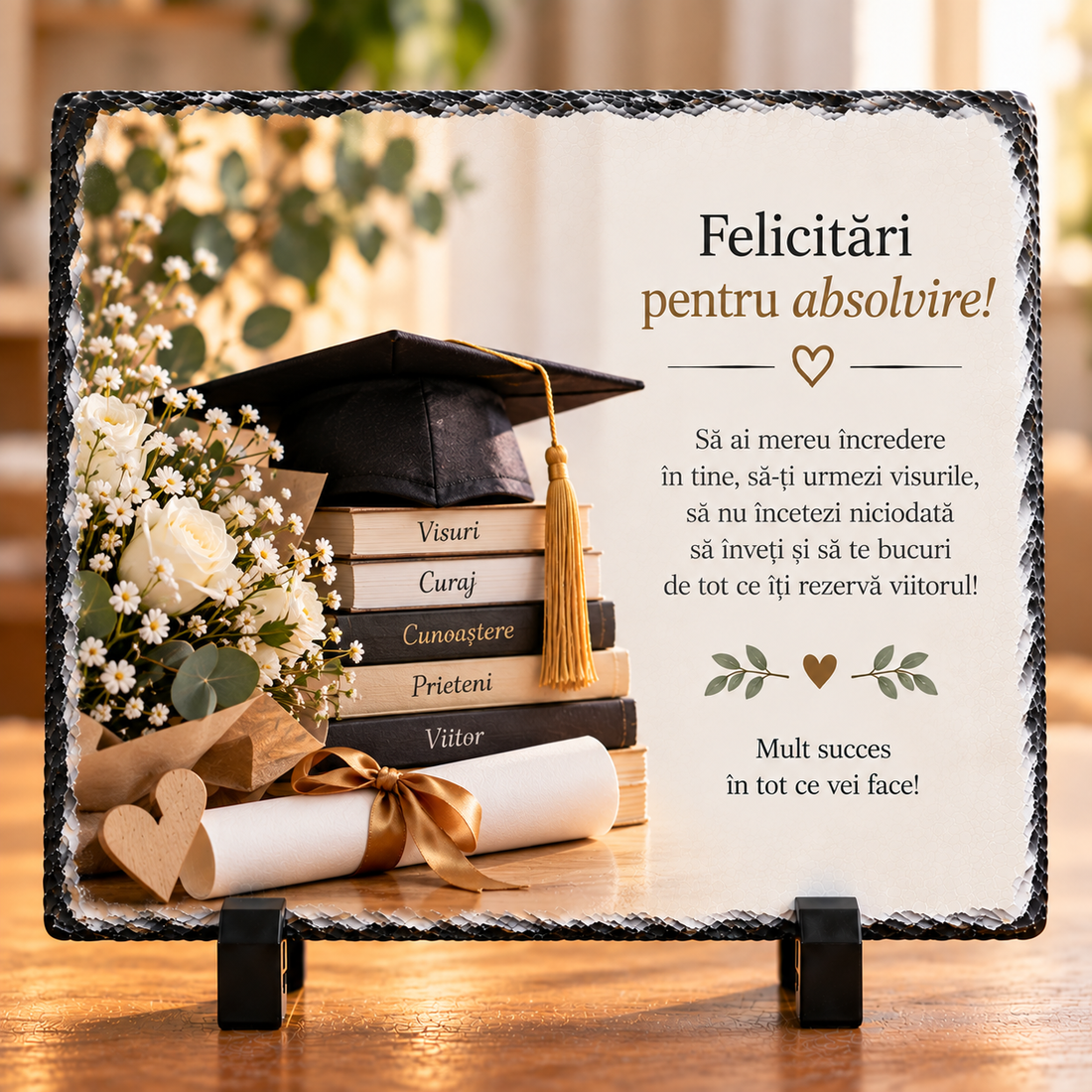 Cadou personalizat pentru absolvire � ardezie cu mesaj - casă & stil de viață - decorațiuni de casă - decorațiuni de masă și rafturi - decorațiuni de masă - Artynos.ro