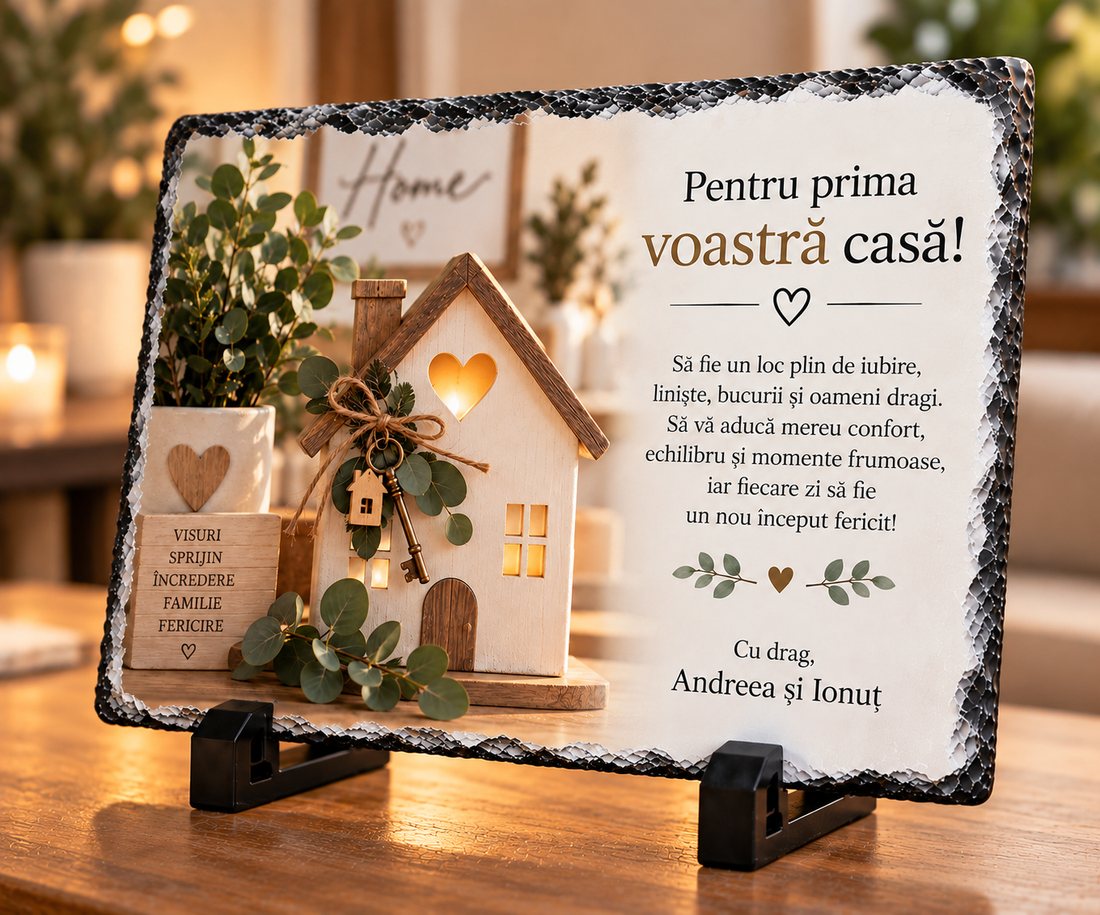 Cadou personalizat pentru casă nouă � ardezie cu mesaj pentru cuplu - casă & stil de viață - decorațiuni de casă - decorațiuni de pereți - placă decorativă - Artynos.ro
