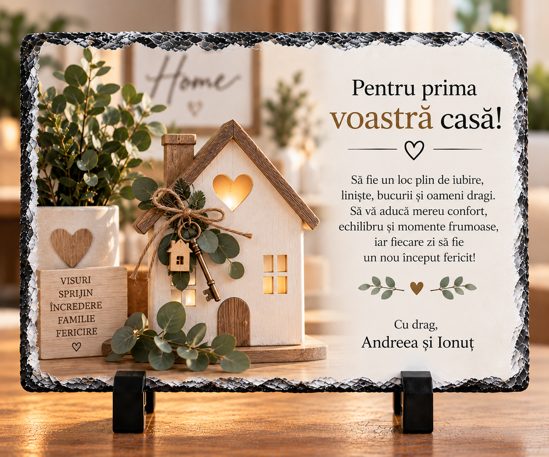Cadou personalizat pentru casă nouă � ardezie cu mesaj pentru cuplu - casă & stil de viață - decorațiuni de casă - decorațiuni de pereți - placă decorativă - Artynos.ro