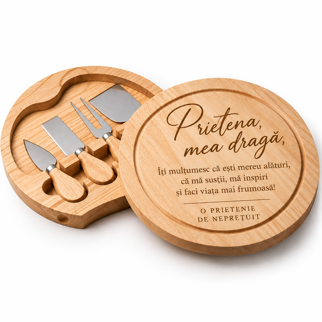 Cadou personalizat prin gravare - Set ustensile brânzeturi de lemn - casă & stil de viață - seturi de cadou - Artynos.ro