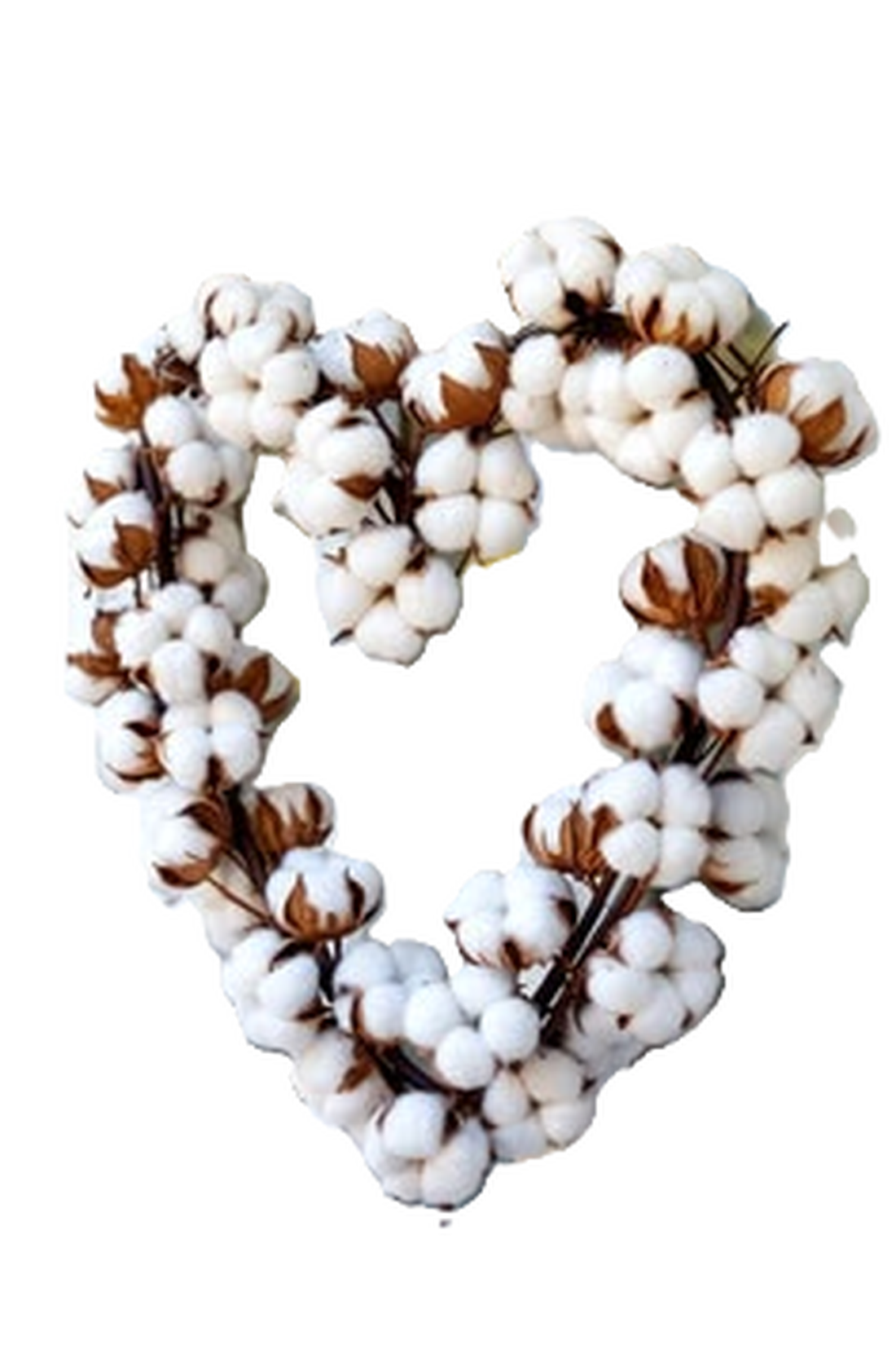 Coroniță decorativă în formă de inimă cu flori de bumbac natural - casă & stil de viață - decorațiuni de casă - accesorii florale - coronițe decor - Artynos.ro