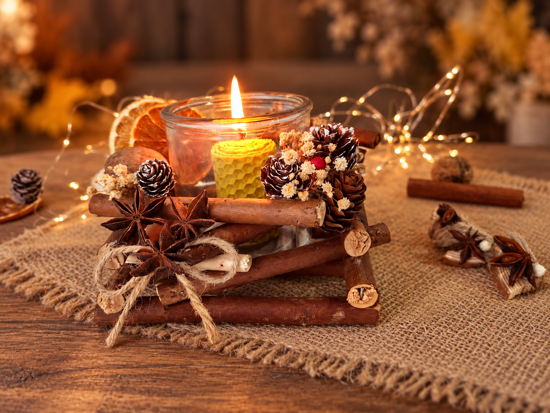 Suport de Crăciun pentru lumânare � decor cu scorțișoară și elemente naturale - casă & stil de viață - decorațiuni de casă - decorațiuni de masă și rafturi - decorațiuni de masă - Artynos.ro