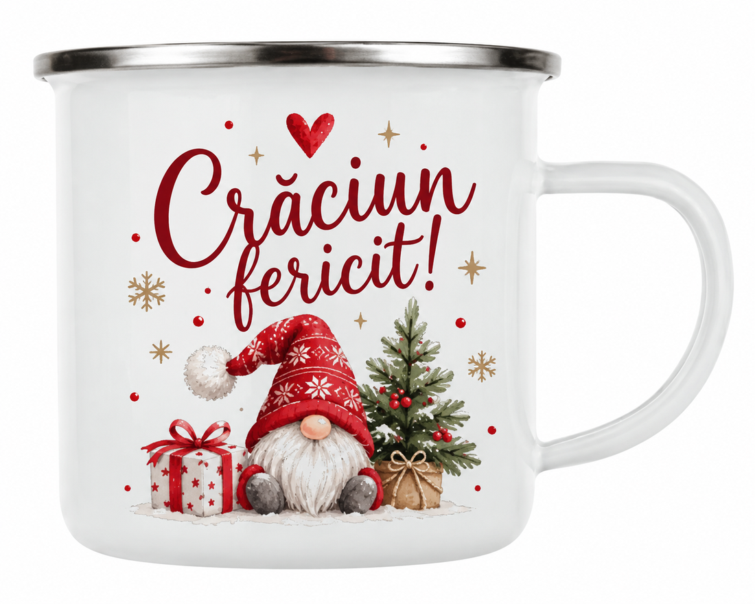 Cana de Craciun personalizata � cana emailata cu model de Craciun - crăciun - cadouri de moș crăciun - cadouri de moș crăciun - Artynos.ro