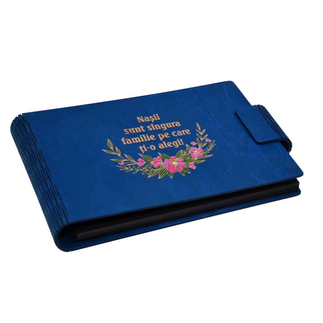 Album foto A5 personalizat, din lemn, Albastru, GuestBook, mesaj Nasi, pictat - accesorii nuntă - amintiri și cadouri de nuntă - albume foto de nuntă - Artynos.ro