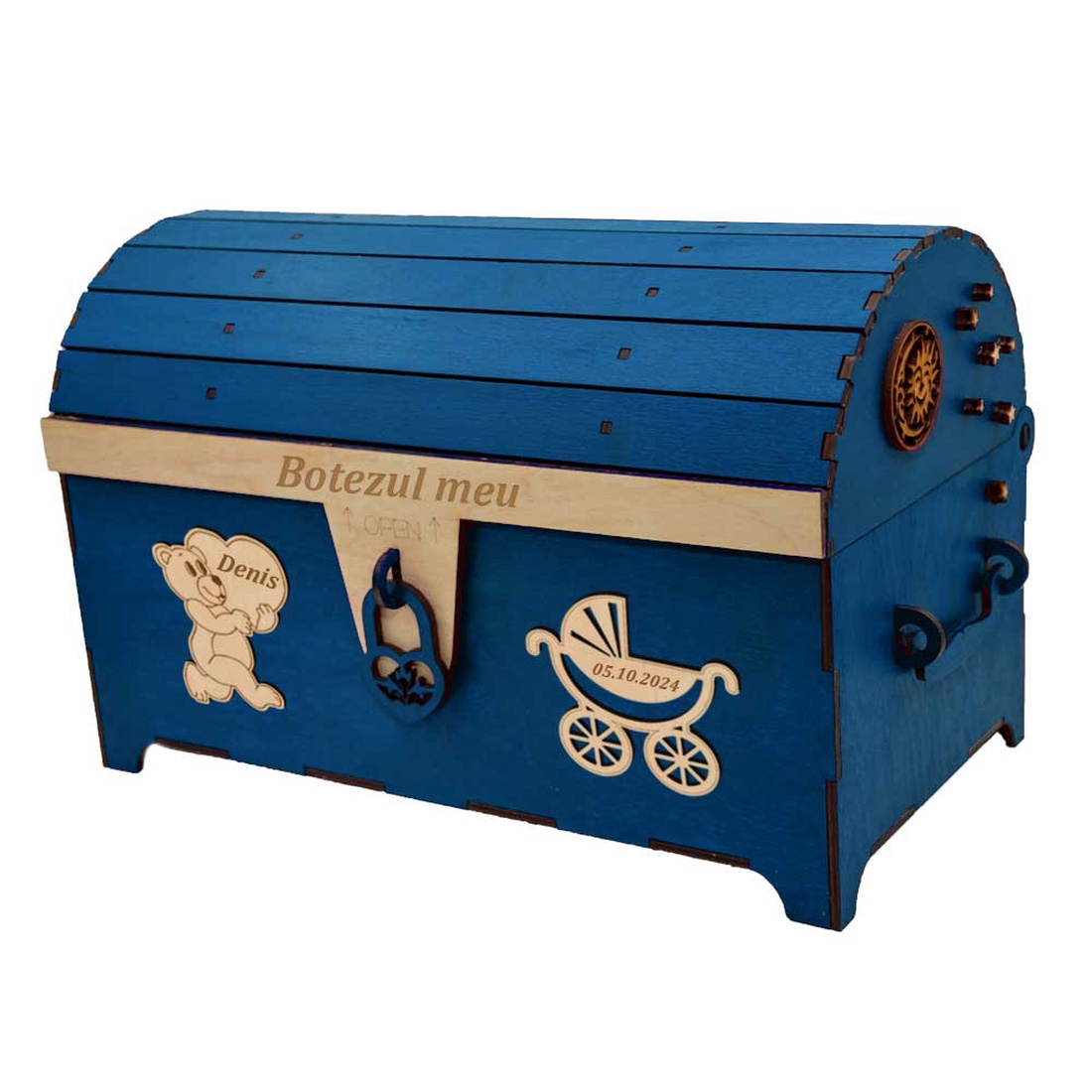 Cufar din lemn, Albastru, pentru Trusou Botez, 35x18x23 cm, lucrat manual - jucării și echipamente pentru copii - daruri de botez - Artynos.ro Cufar din lemn, Albastru, pentru Trusou Botez, 35x18x23 cm, lucrat manual - jucării și echipamente pentru copii - daruri de botez - Artynos.ro