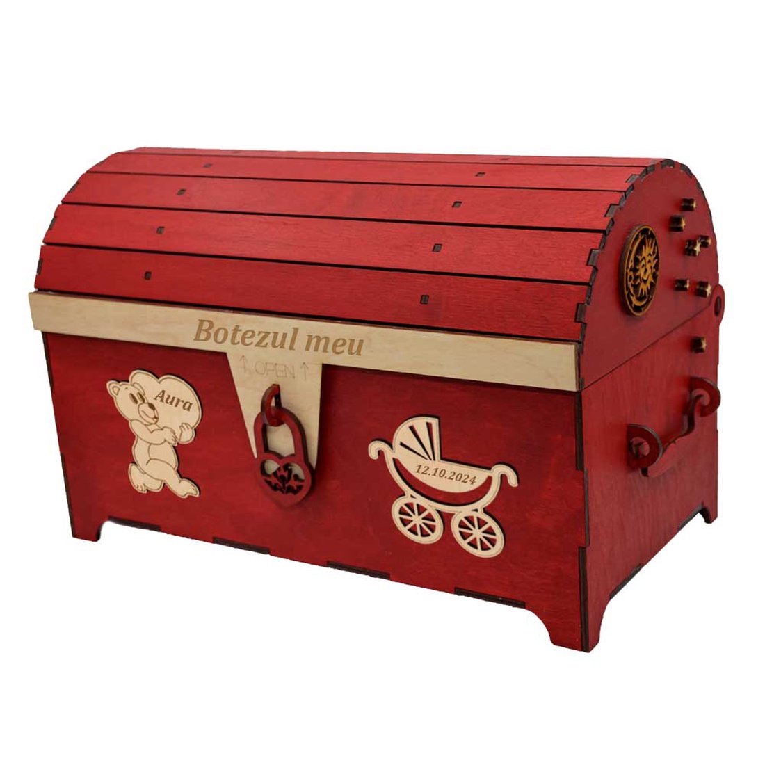 Cufar din lemn, Rosu, pentru Trusou Botez, 35x18x23 cm, lucrat manual - jucării și echipamente pentru copii - daruri de botez - Artynos.ro Cufar din lemn, Rosu, pentru Trusou Botez, 35x18x23 cm, lucrat manual - jucării și echipamente pentru copii - daruri de botez - Artynos.ro
