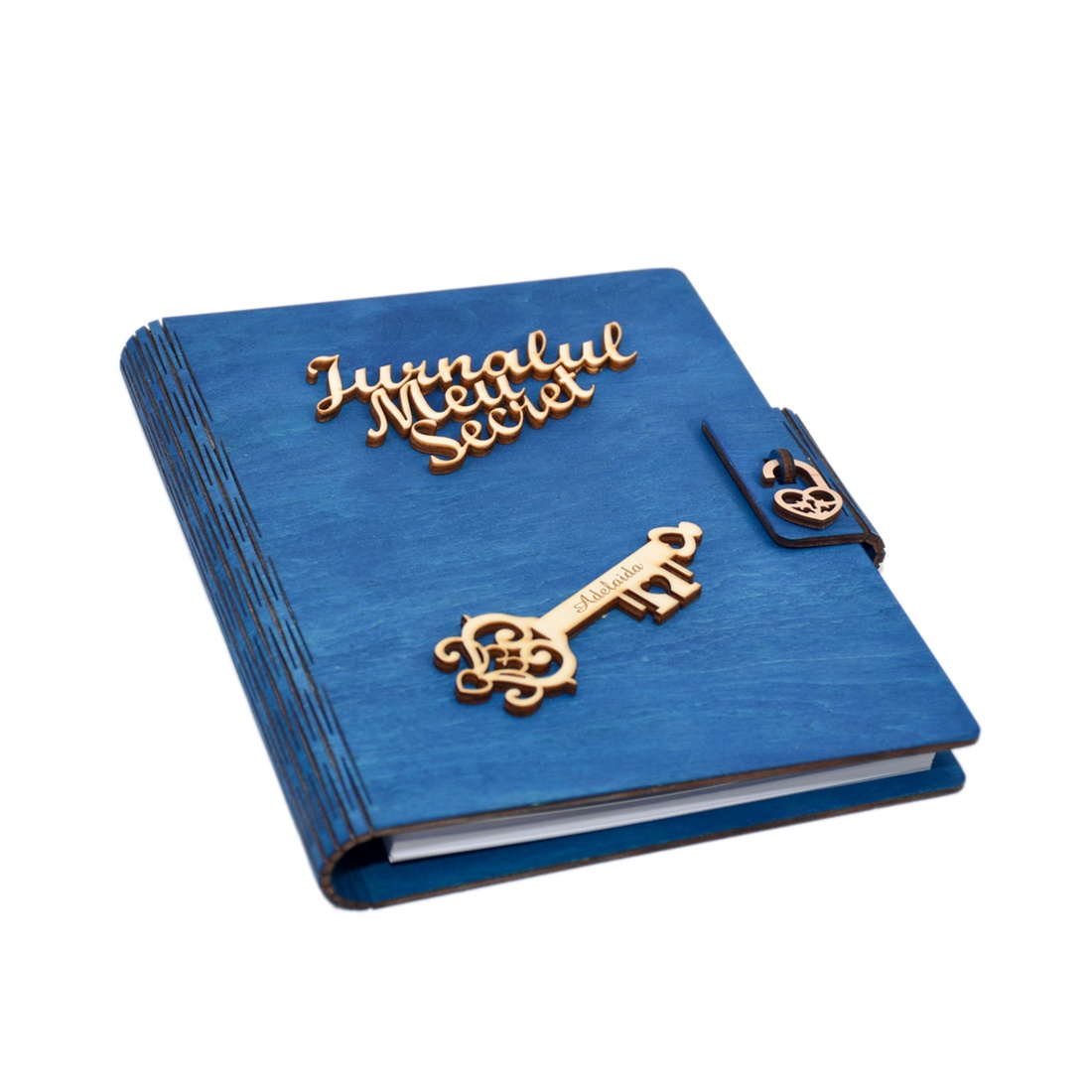 Jurnalul Meu Secret, A5, din lemn personalizat, Albastru, 100 pagini si pix din lemn inclus - casă & stil de viață - papetărie de hârtie - caiete și jurnal - Artynos.ro