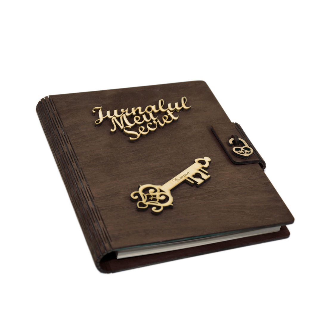 Jurnalul Meu Secret, A5, din lemn personalizat, Wenge, 100 pagini si pix din lemn inclus - casă & stil de viață - papetărie de hârtie - caiete și jurnal - Artynos.ro