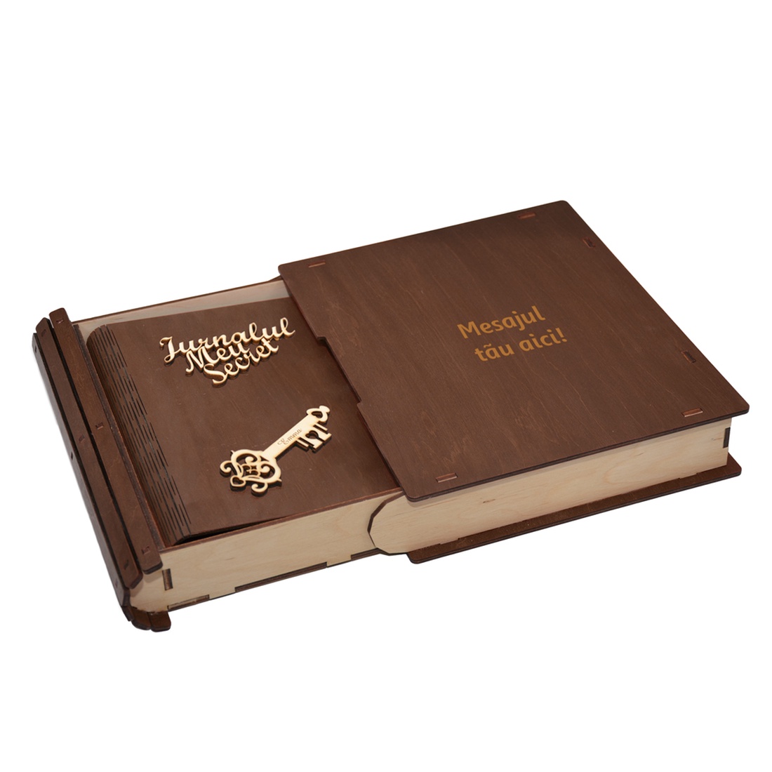 Jurnalul Meu Secret, A5, din lemn personalizat, Maro, 100 pagini si pix din lemn inclus - casă & stil de viață - papetărie de hârtie - caiete și jurnal - Artynos.ro