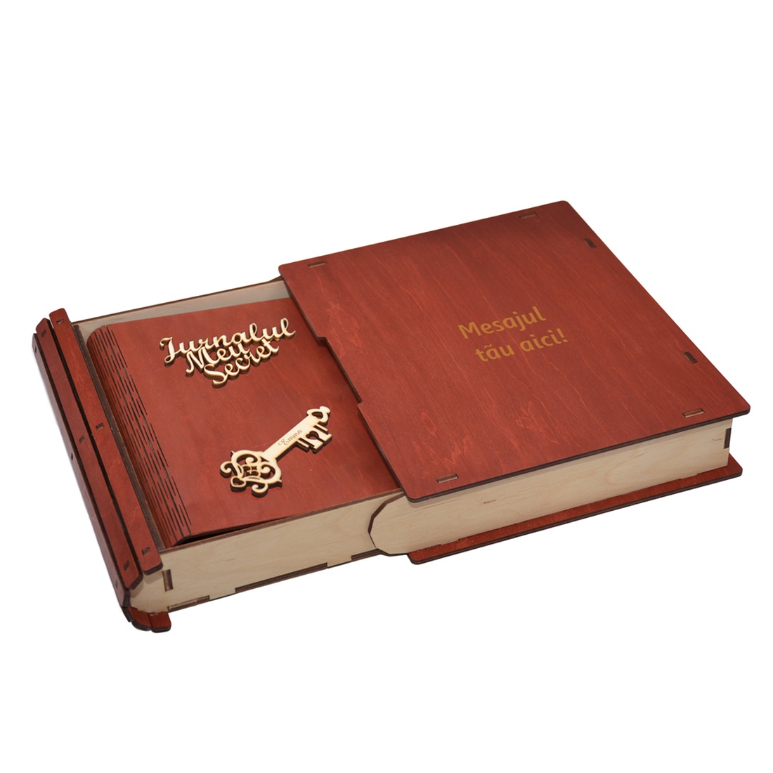 Jurnalul Meu Secret, A5, din lemn personalizat, Rosu, 100 pagini si pix din lemn inclus - casă & stil de viață - papetărie de hârtie - caiete și jurnal - Artynos.ro