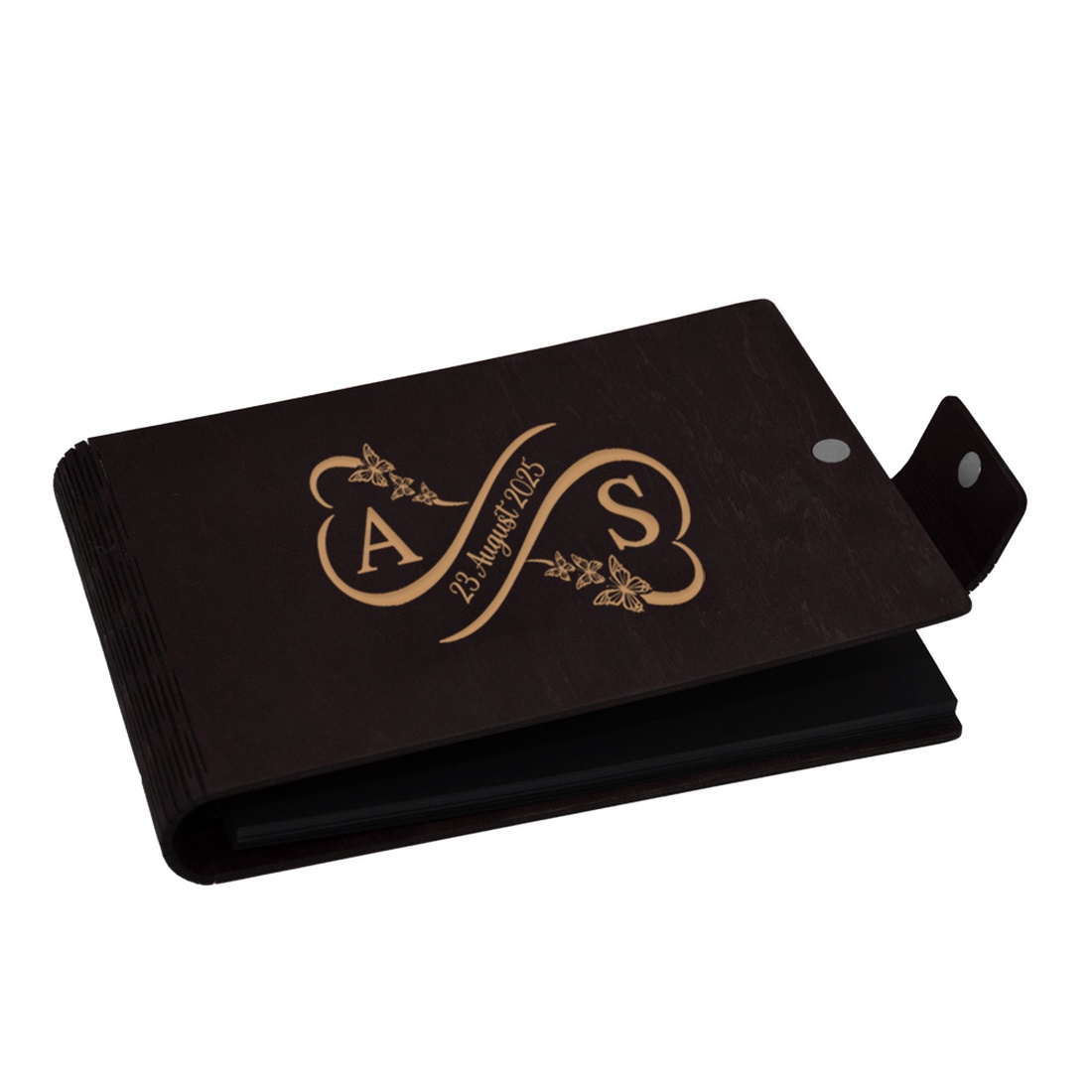 Album foto A5 personalizat, din lemn, Wenge, Piksel, GuestBook, Caiet amintiri, Familie, Nunta - accesorii nuntă - amintiri și cadouri de nuntă - albume foto de nuntă - Artynos.ro