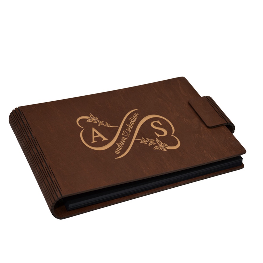 Album foto A5 personalizat, din lemn, Maro, Piksel, GuestBook, Caiet amintiri, Familie, Nunta - accesorii nuntă - amintiri și cadouri de nuntă - albume foto de nuntă - Artynos.ro