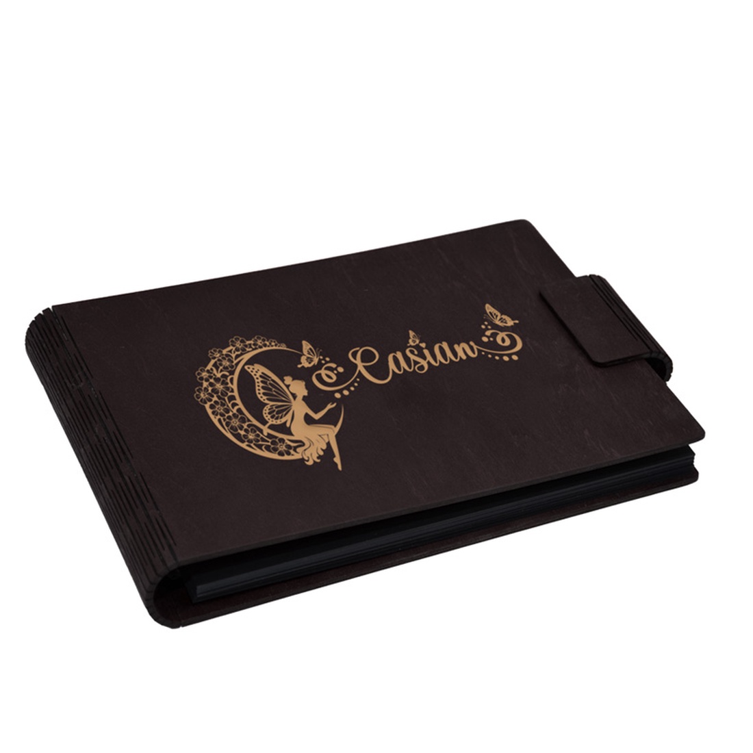 Album foto A5 personalizat, din lemn, Wenge, Piksel, GuestBook, Caiet amintiri copii, Zana pe Luna cu nume - casă & stil de viață - echipament pentru camera copiilor - decorațiuni pentru camera copilului - Artynos.ro