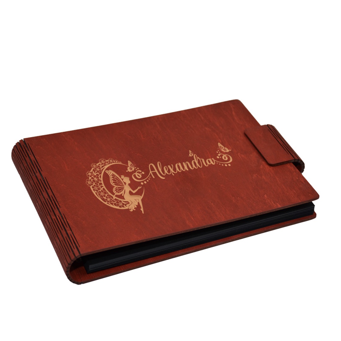 Album foto A5 personalizat, din lemn, Rosu, Piksel, GuestBook, Caiet amintiri copii, Zana pe Luna cu nume - casă & stil de viață - echipament pentru camera copiilor - decorațiuni pentru camera copilului - Artynos.ro