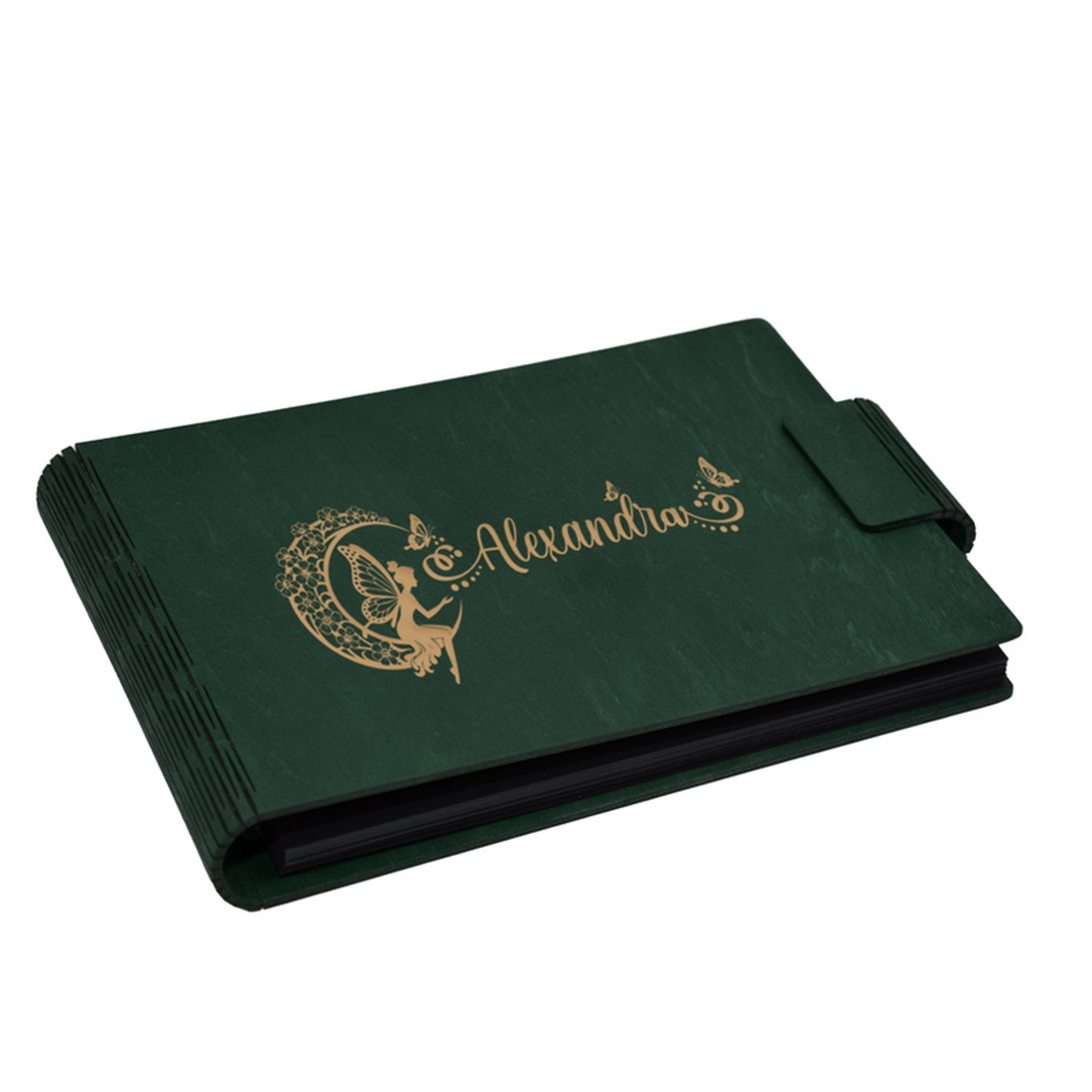 Album foto A5 personalizat, din lemn, Verde, Piksel, GuestBook, Caiet amintiri copii, Zana pe Luna cu nume - casă & stil de viață - echipament pentru camera copiilor - decorațiuni pentru camera copilului - Artynos.ro