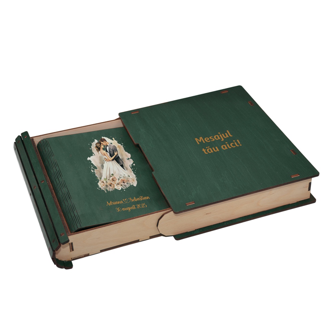 Guestbook de nunta, Album foto din lemn personalizat, Verde inchis, A5, Piksel, pix si lipici stick inclus - accesorii nuntă - amintiri și cadouri de nuntă - carte de amintiri nuntă și carte oaspeți - Artynos.ro Guestbook de nunta, Album foto din lemn personalizat, Verde inchis, A5, Piksel, pix si lipici stick inclus - accesorii nuntă - amintiri și cadouri de nuntă - carte de amintiri nuntă și carte oaspeți - Artynos.ro