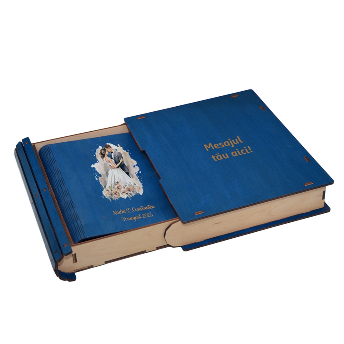 Album foto din lemn personalizat, Guestbook de nunta, albastru, A5, pix si lipici stick inclus - accesorii nuntă - amintiri și cadouri de nuntă - carte de amintiri nuntă și carte oaspeți - Artynos.ro Album foto din lemn personalizat, Guestbook de nunta, albastru, A5, pix si lipici stick inclus - accesorii nuntă - amintiri și cadouri de nuntă - carte de amintiri nuntă și carte oaspeți - Artynos.ro