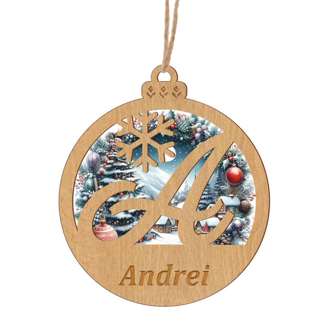 Glob lemn, dublu strat, personalizat nume, decoratiune brad Craciun, 10 cm - crăciun - decorațiuni de crăciun de casă - globuri de crăciun - Artynos.ro Glob lemn, dublu strat, personalizat nume, decoratiune brad Craciun, 10 cm - crăciun - decorațiuni de crăciun de casă - globuri de crăciun - Artynos.ro