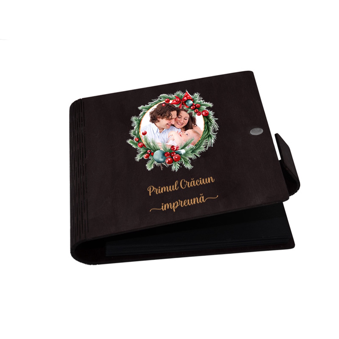 Album foto, coperta lemn, personalizat, Primul Craciun impreuna, Wenge, Piksel, 22x22 cm - crăciun - cadouri de moș crăciun - cadouri de moș crăciun - Artynos.ro