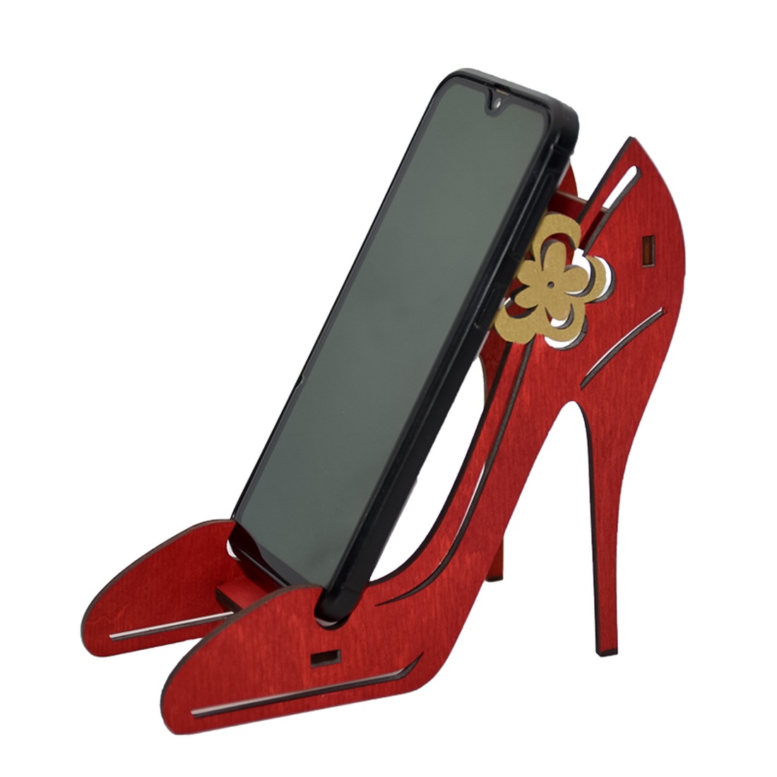 Suport telefon, Piksel, Pantofi cu toc, rosu, cu ornament auriu - casă & stil de viață - organizare & depozitare - organizator birou - Artynos.ro