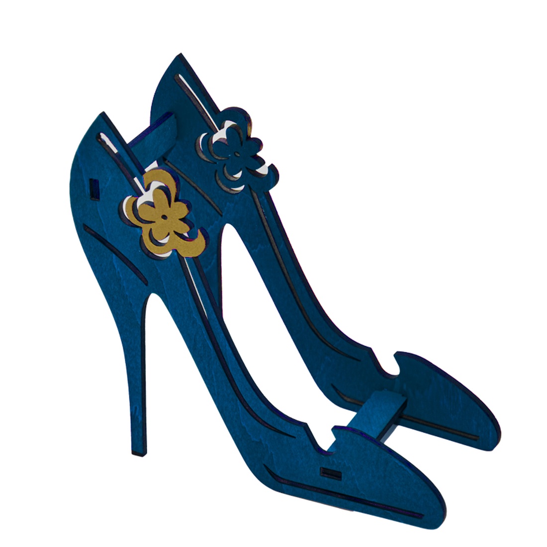 Suport telefon, Piksel, Pantofi cu toc, albastru, cu ornament auriu - casă & stil de viață - organizare & depozitare - organizator birou - Artynos.ro