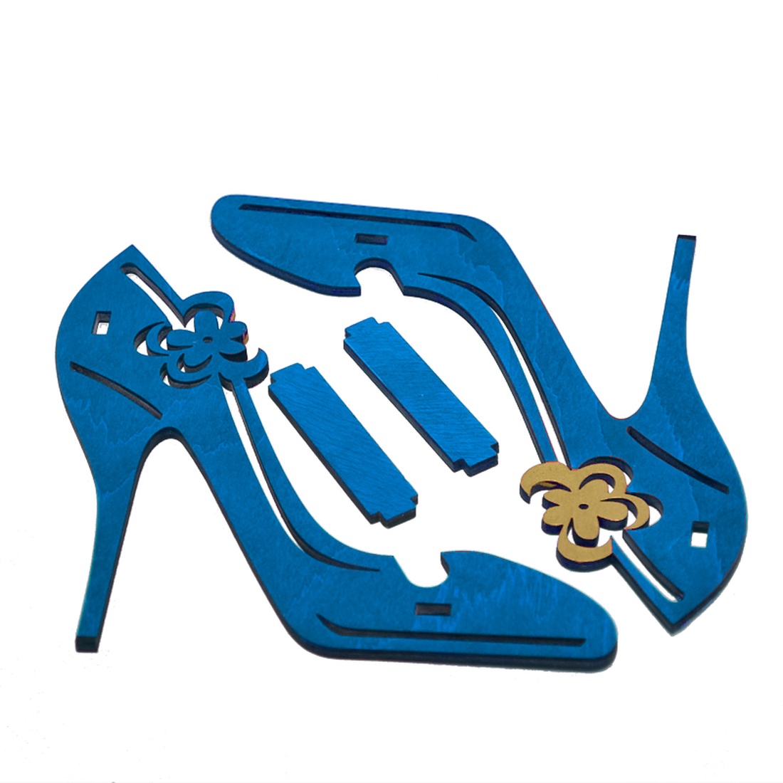 Suport telefon, Piksel, Pantofi cu toc, albastru, cu ornament auriu - casă & stil de viață - organizare & depozitare - organizator birou - Artynos.ro