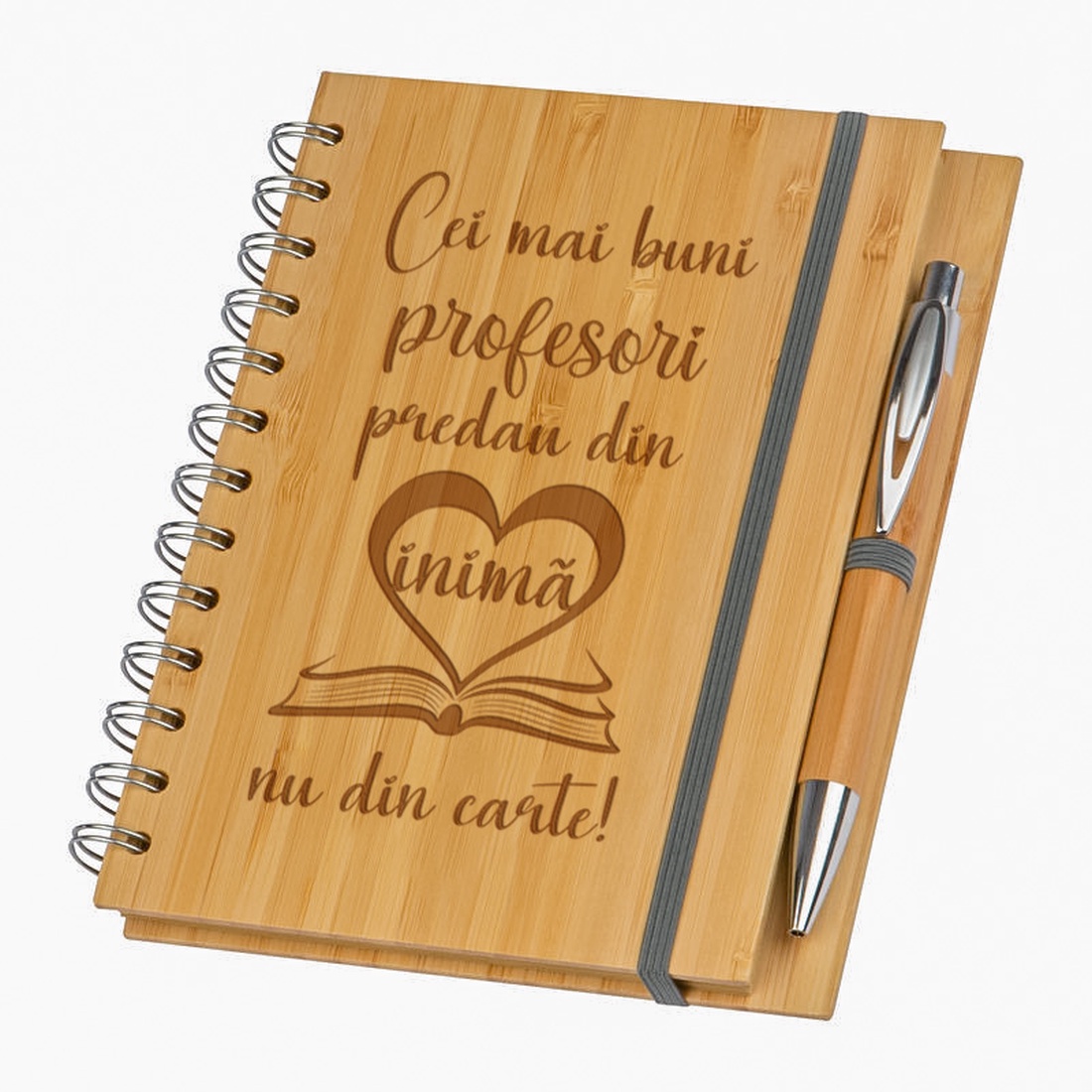 Agenda A5 nedatata, Profesori, 140 pagini dictando, Bambus, pix inclus si semn de carte cadou - casă & stil de viață - produse de papetărie - caiete și jurnale - Artynos.ro