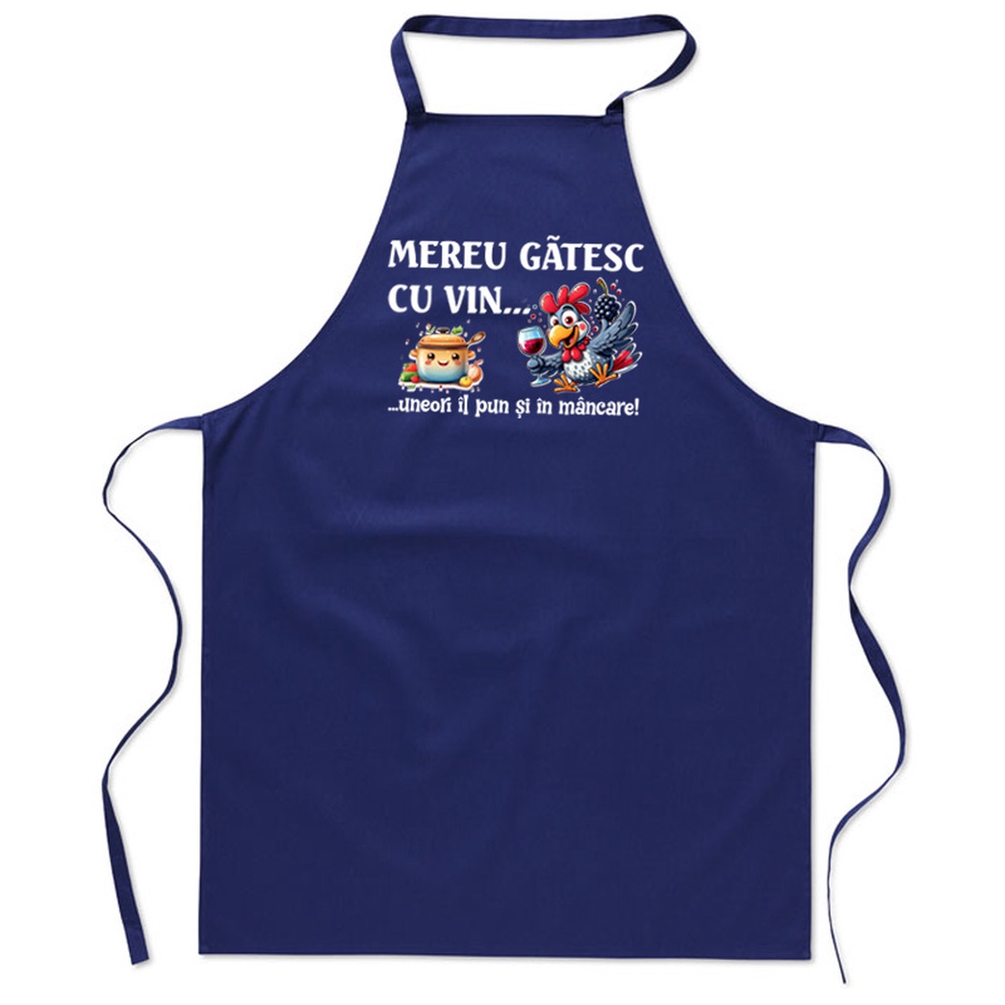 Sort de bucatarie, bumbac, Piksel, Albastru, Mereu gatesc cu vin, M3 - casă & stil de viață - echipamente de bucătărie - textile pentru bucătărie - șorțuri de bucătărie - Artynos.ro