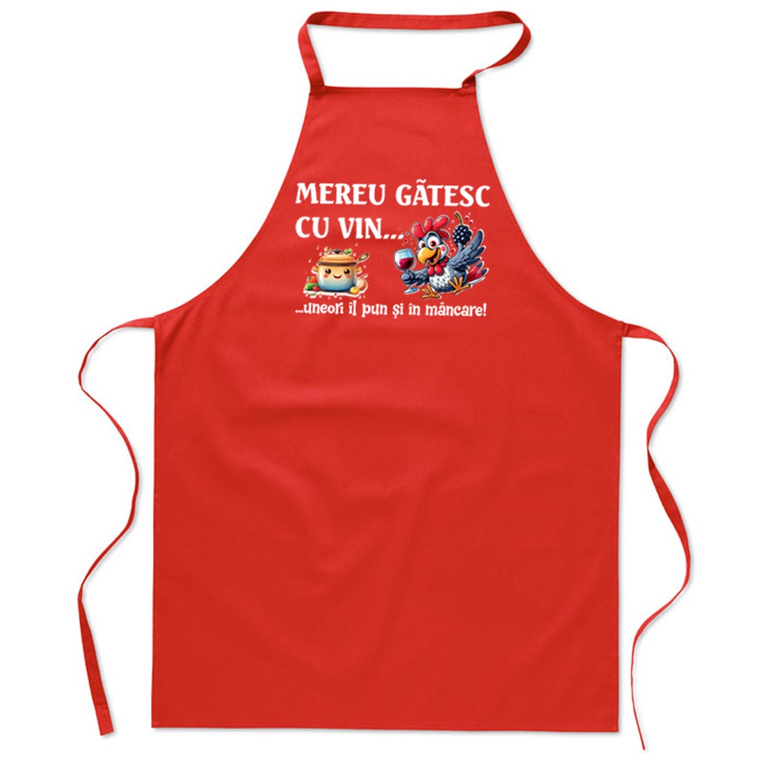 Sort de bucatarie, bumbac, Piksel, Rosu, Mereu gatesc cu vin, M3 - casă & stil de viață - echipamente de bucătărie - textile pentru bucătărie - șorțuri de bucătărie - Artynos.ro