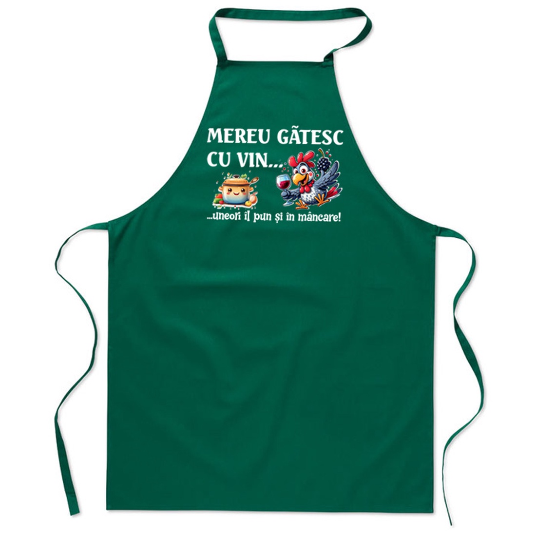Sort de bucatarie, bumbac, Piksel, Verde, Mereu gatesc cu vin, M3 - casă & stil de viață - echipamente de bucătărie - textile pentru bucătărie - șorțuri de bucătărie - Artynos.ro