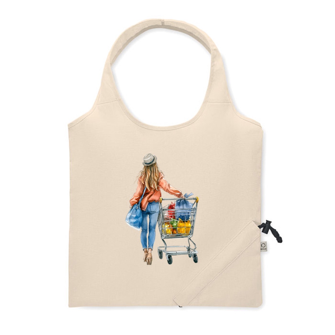 Sacosa de cumparaturi, din bumbac reciclat, Piksel, pliabila M1 - genți și portofele - geantă pentru cumpărături - totebaguri - Artynos.ro