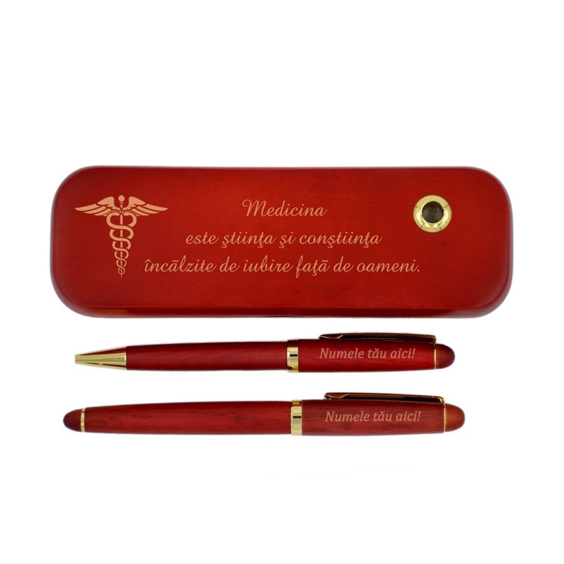 Set pix si stilou in cutie din lemn de trandafir, Piksel, Doctor, cu mesaj, medicina - accessorii și unelte - unelte, instrumente - ustensile desen și scris - Artynos.ro
