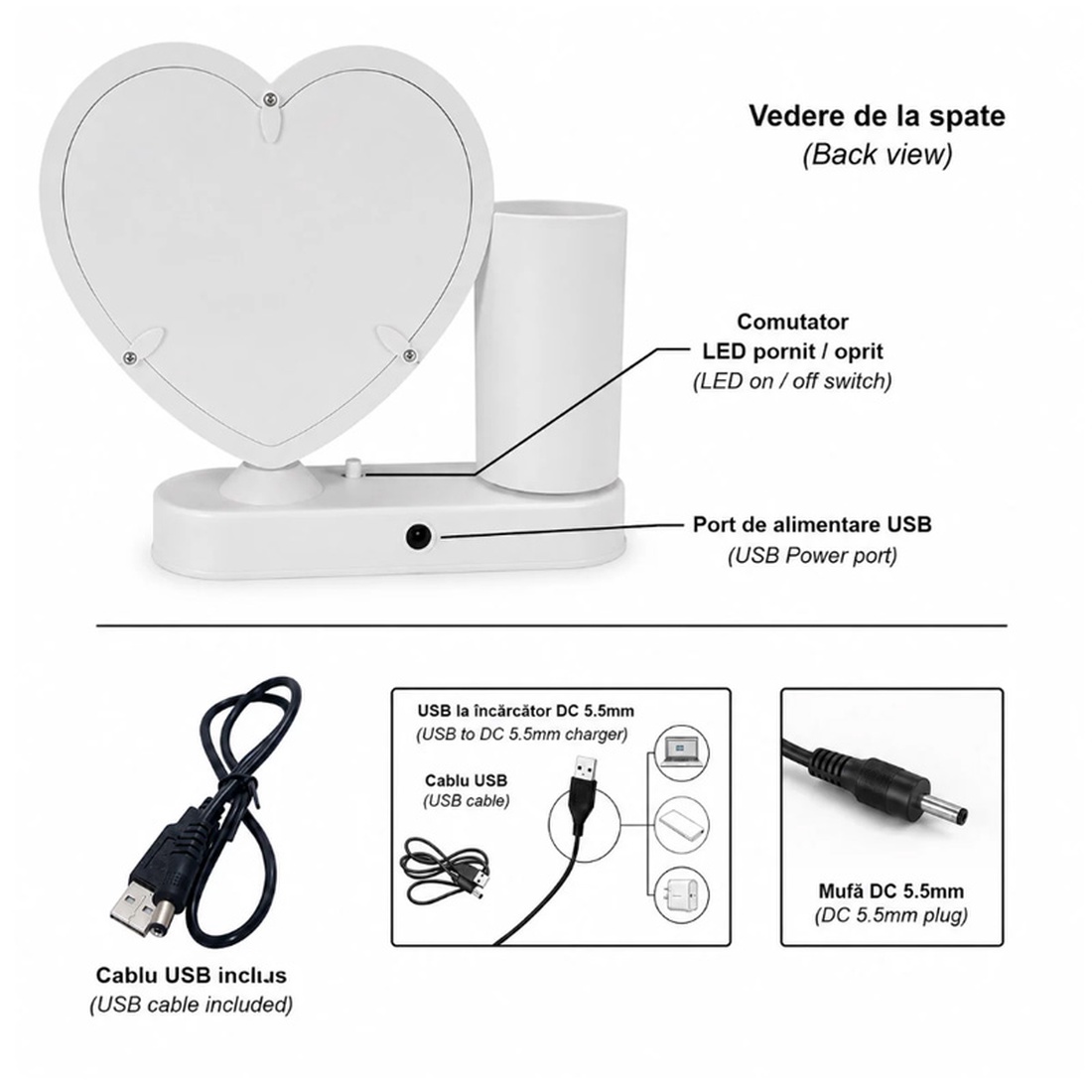 Rama foto, personalizata, Piksel, INIMA cu lumina led si suport pixuri - accesorii nuntă - amintiri și cadouri de nuntă - cadou nuntă - ramă foto cu pușculiță de bani - Artynos.ro