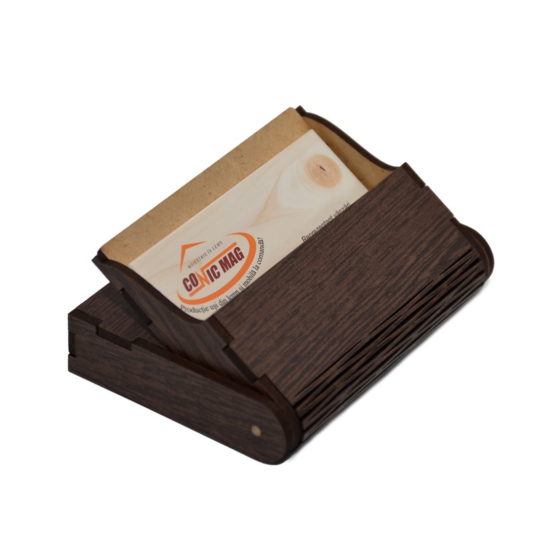 Cutie si suport carti de vizita, pentru birou, maro - casă & stil de viață - produse de papetărie - cărți de vizită - Artynos.ro