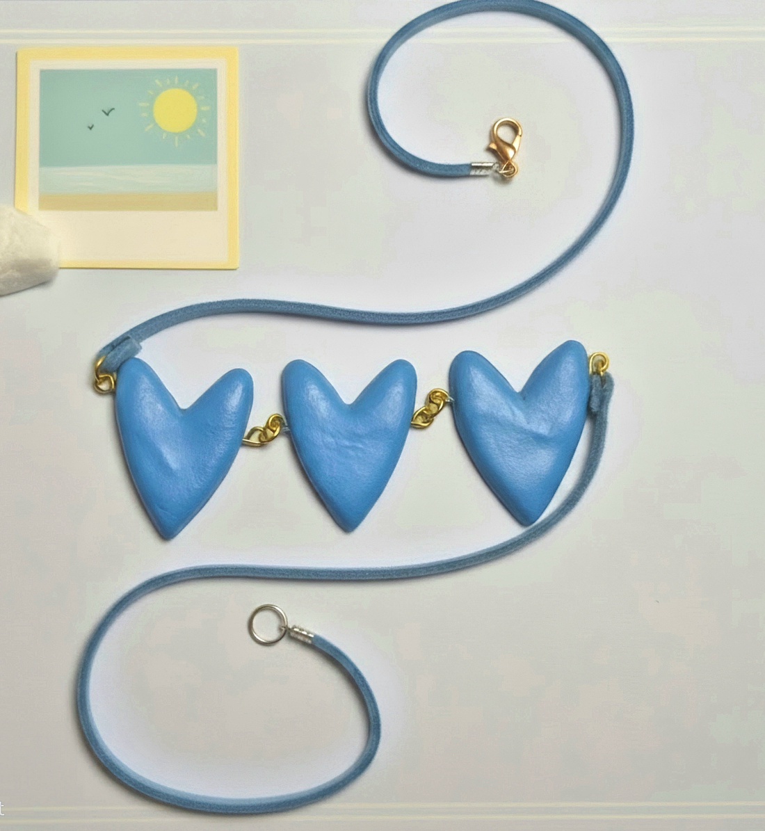 Colier Handmade King�s Blue cu Șnur Piele Întoarsă - bijuterii - coliere - coliere cu pandative - Artynos.ro