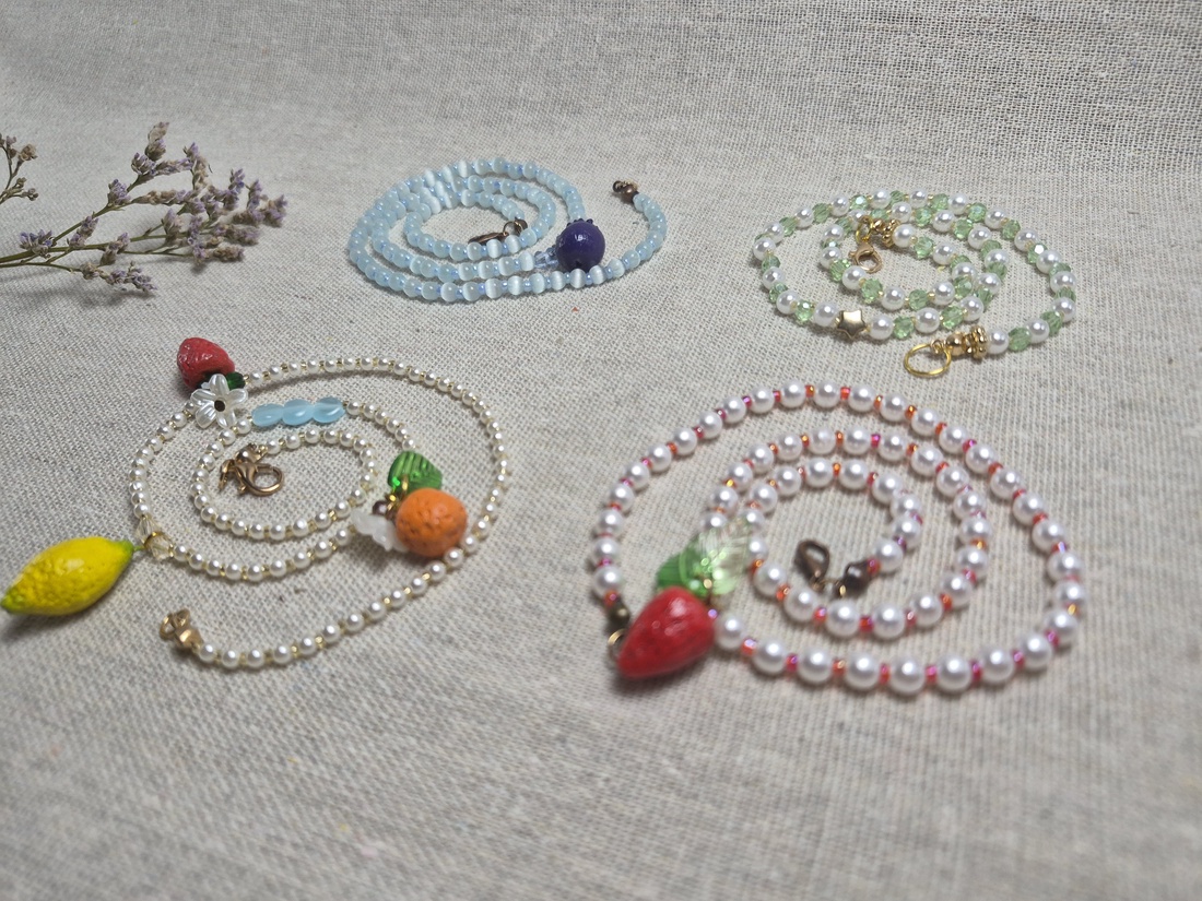 Colier Handmade cu Căpșună, Portocală și Lămâie - bijuterii - coliere - coliere cu pandative - Artynos.ro