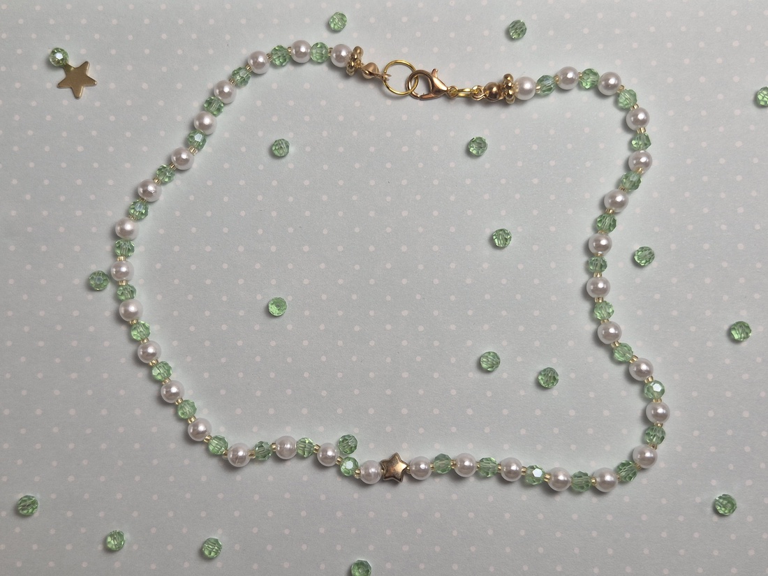 Colier cu Faux Pearls și Mărgele Verzi - bijuterii - coliere - coliere din mărgele - Artynos.ro