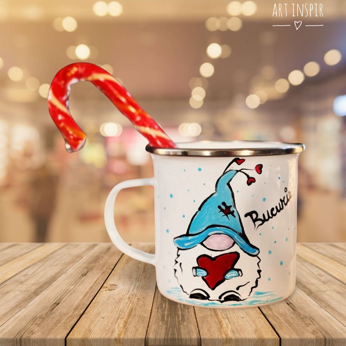Cană pictată email - crăciun - cadouri de moș crăciun - cadouri de moș crăciun - Artynos.ro