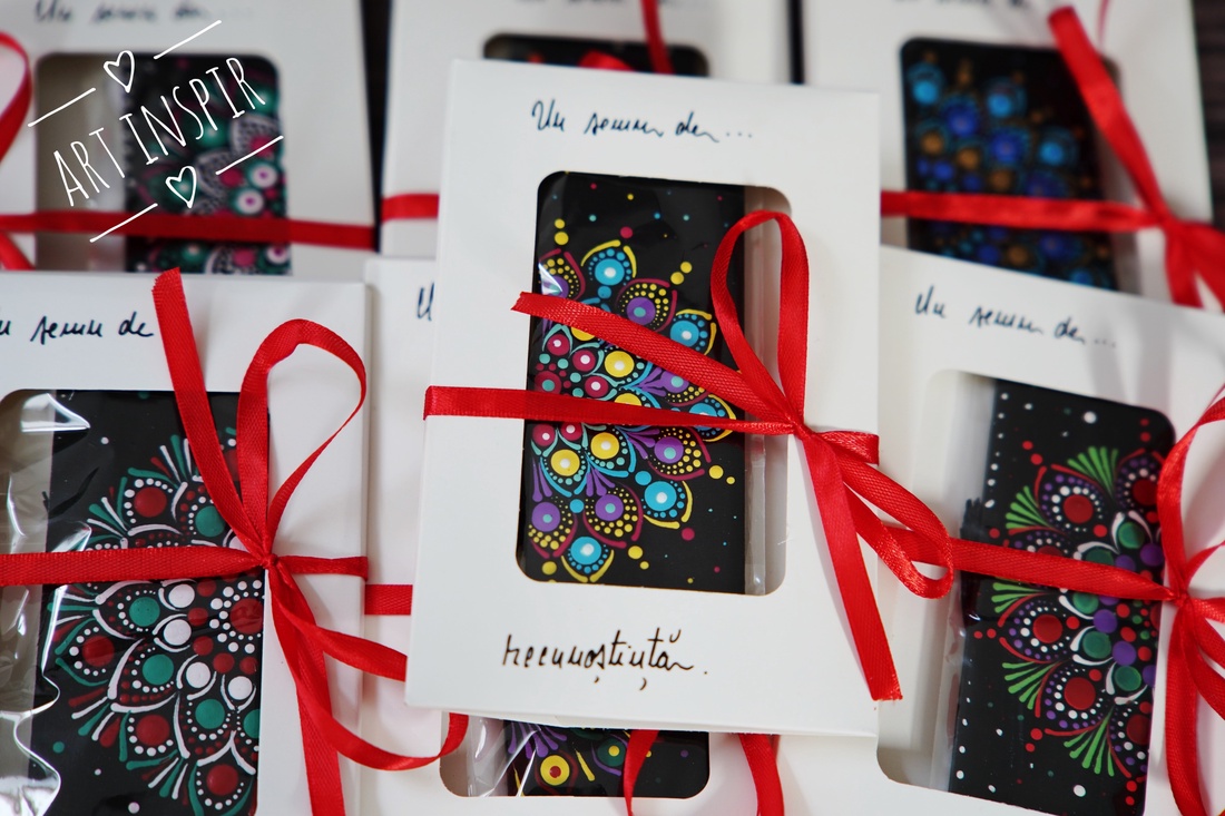 Semn de carte pictat stil mandala  - cărți și creații cu tematică muzicală, cadouri - semn de carte - Artynos.ro