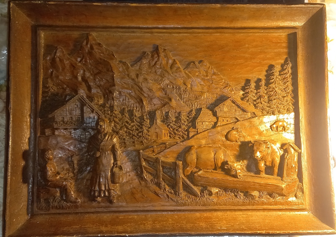 Basorelief din lemn sculptat/anii 1800 - arte vizuale și accesorii  - sculptură - statuie lemn - Artynos.ro