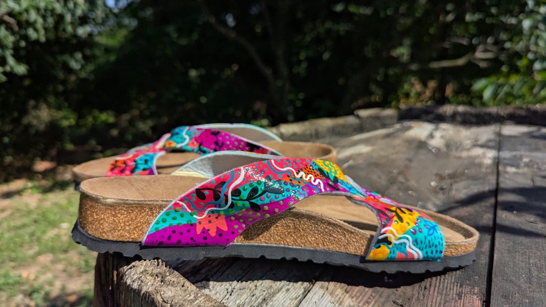 Sandale pictate manual Birkenstock  - îmbrăcăminte și modă - pantofi, papuci, șosete - sandale - Artynos.ro