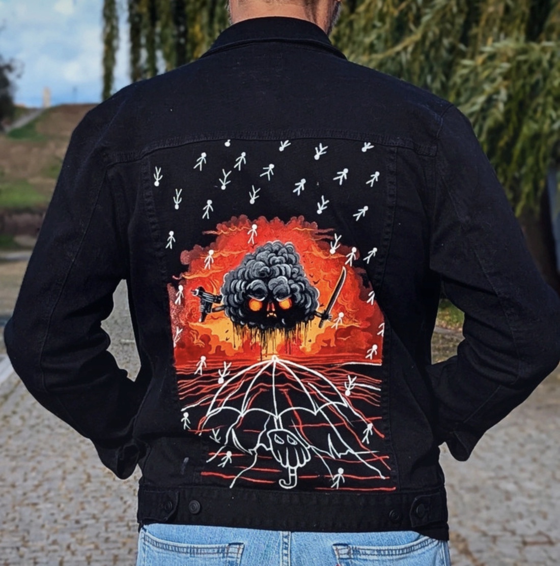 Geaca Denim Pictata - îmbrăcăminte și modă - haine bărbați - geacă bărbați - Artynos.ro