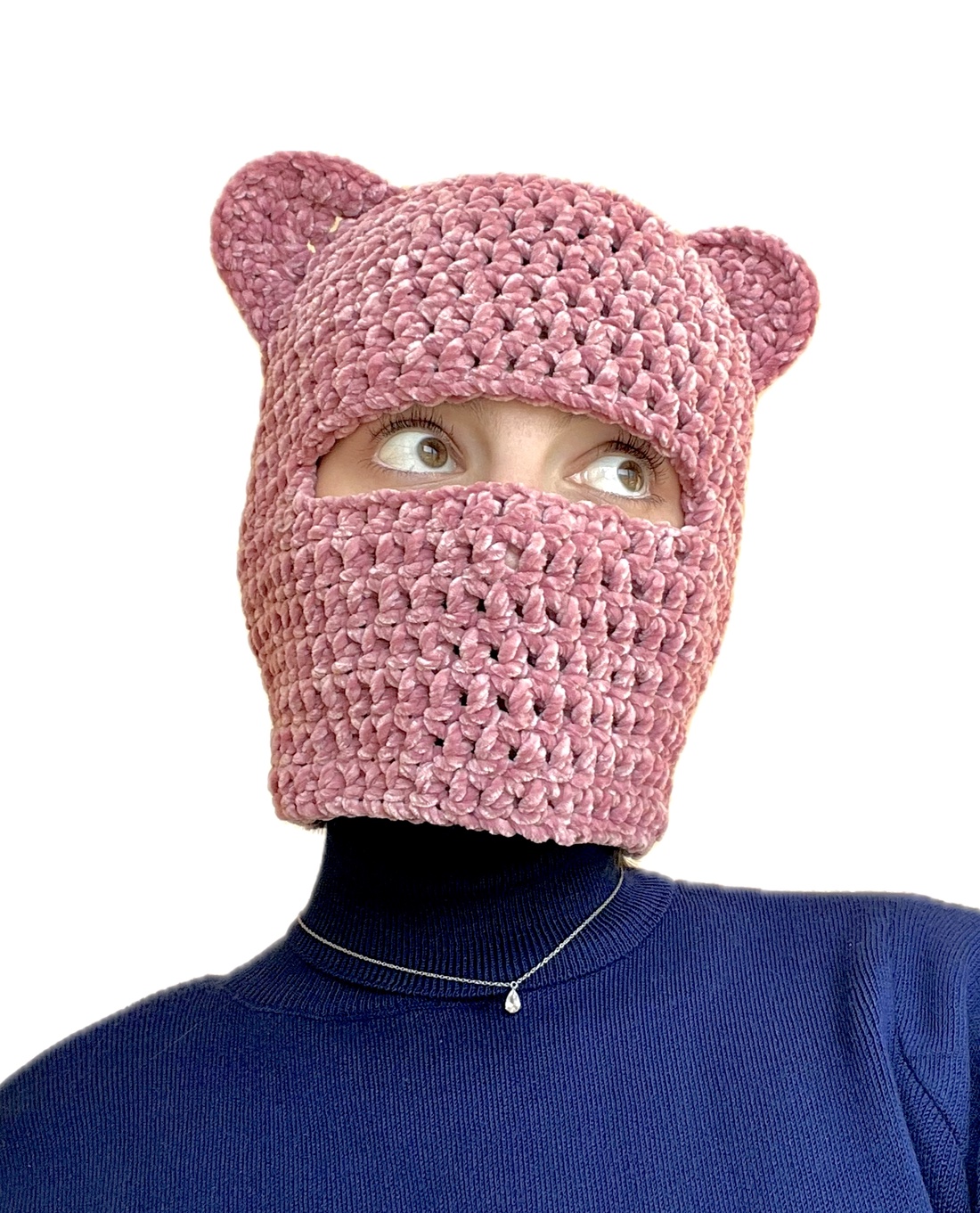 Balaclava caciula crosetata cu urechi de ursulet - îmbrăcăminte și modă - eșarfe, pălării, fularuri - căciulă - Artynos.ro