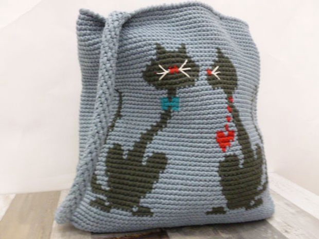 Geanta pisici amorezate  - genți și portofele - genți de mână și umăr - geantă casual - Artynos.ro