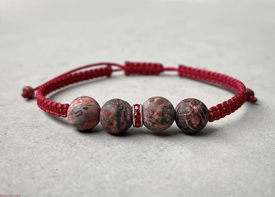 Brățară minerală macramé din jasp leopard mat - bijuterii - brățări - brățări din pietre semiprețioase - Artynos.ro