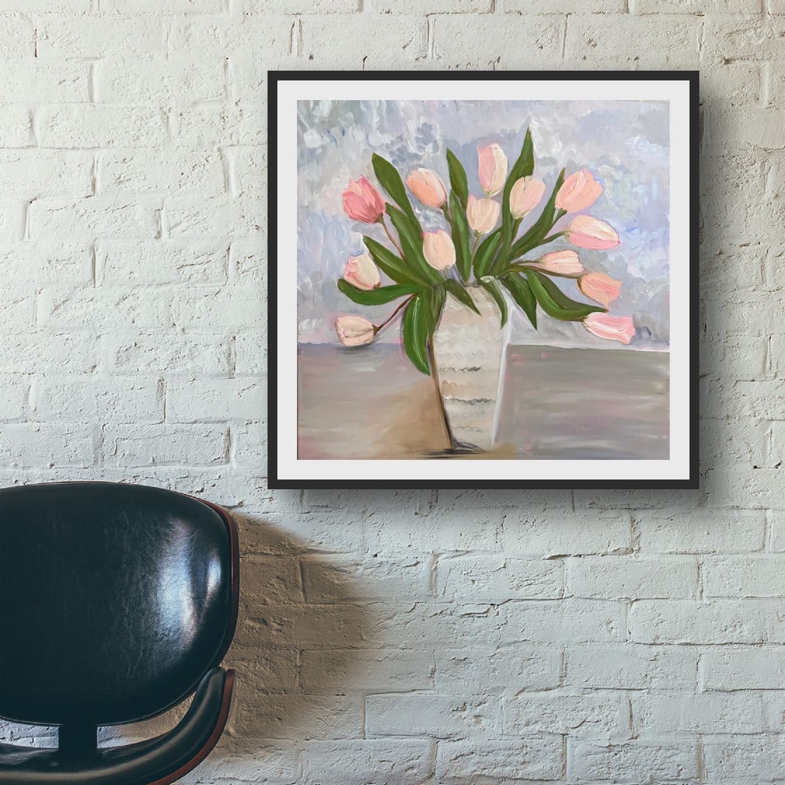 Vaza cu lalele, tablou pictat in acrilice pe panza - arte vizuale și accesorii  - picturi - pictură acrilică - Artynos.ro